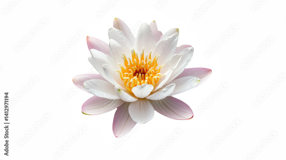 Fototapeta premium a white lotus flower in a pond of water on a transparent background, PNG image, PNG file, Generative art.