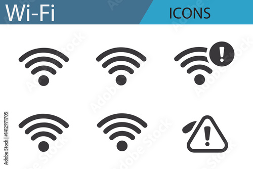 Various Wi-Fi signal icons representing wireless connection variations.