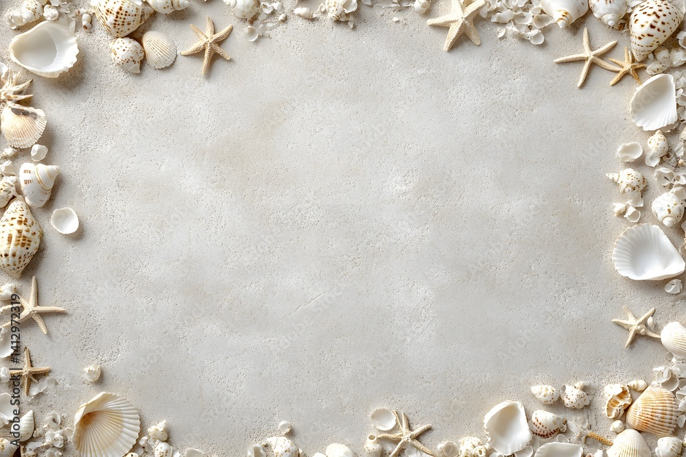 Beach themed background with seashells and starfish Ultra HD photo Beach themed background with seashells and starfish Ultra HD photo
