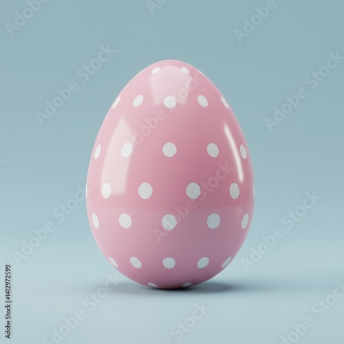 Obraz na płótnie Pastel pink easter egg with polka dots on blue background design w salonie