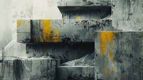 Wallpaper Mural Modern abstract style concrete block and texture surface. Strong building for secure workplace or strong residence. Creative geometric pattern style of real estate for architecture design city. AIG53. Torontodigital.ca