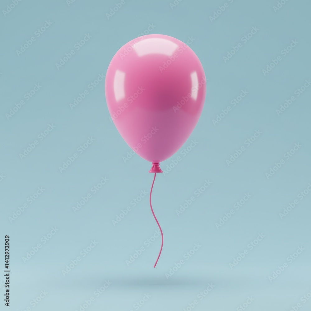 Pink balloon on blue background for party decoration or event design