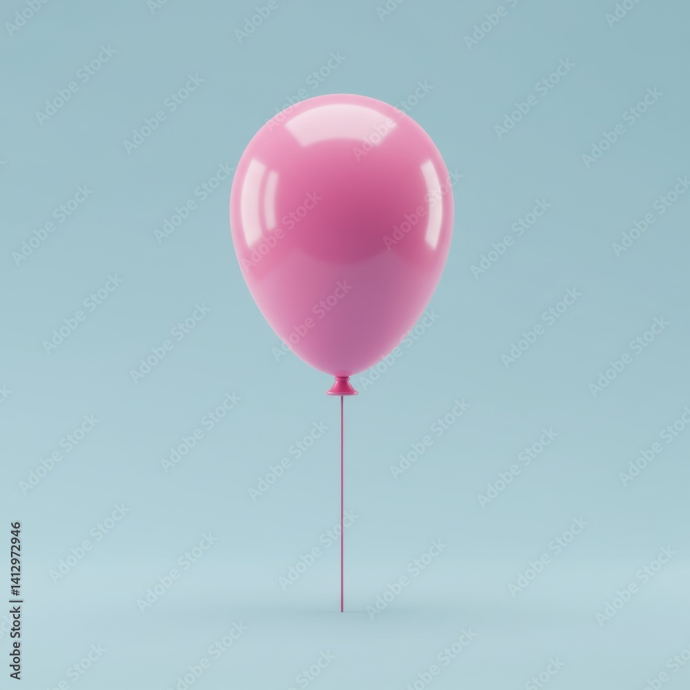 Pink balloon on light blue background for celebration and party decor