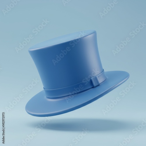Obraz na płótnie Elegant blue top hat floating in minimalist style on soft blue background w salonie