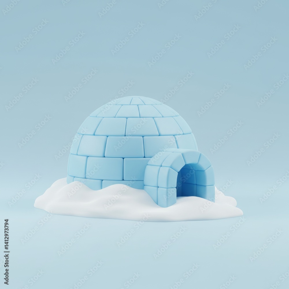 Arctic winter scene featuring a charming igloo on snow with a clear sky backdrop