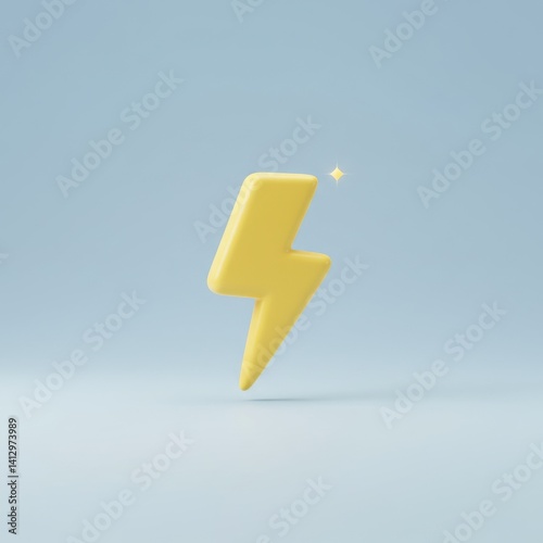 Obraz na płótnie Yellow lightning bolt icon on minimalistic pastel background for energy concept designs w salonie