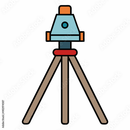 Geodetic survey tripod icon with total station equipment flat vector
