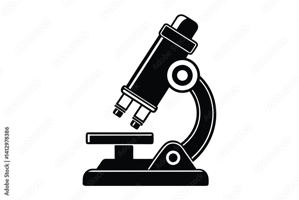 microscope silhouette vector illustration isolated on white background microscope silhouette vector illustration isolated on white background