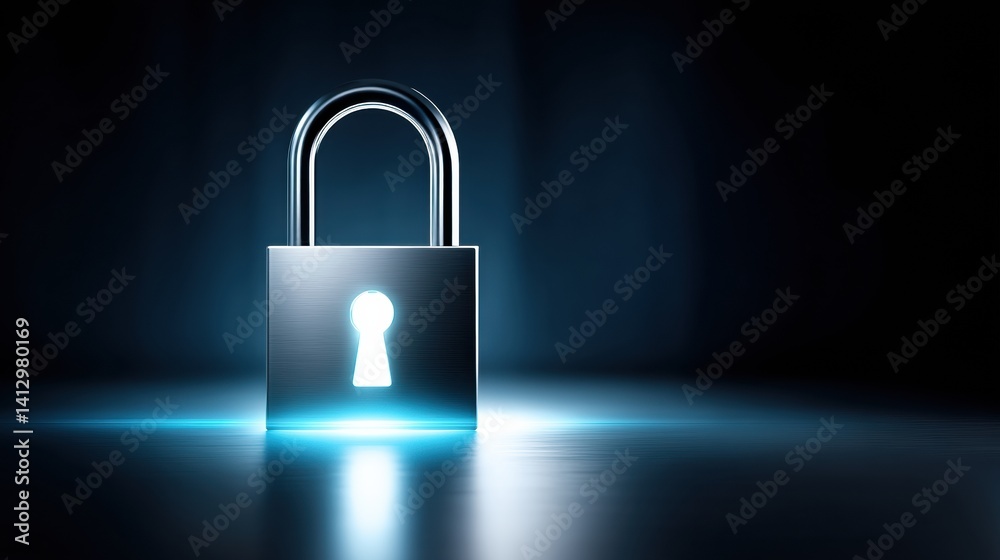 A metallic padlock glows softly against a dark background, symbolizing security and privacy. A metallic padlock glows softly against a dark background, symbolizing security and privacy.