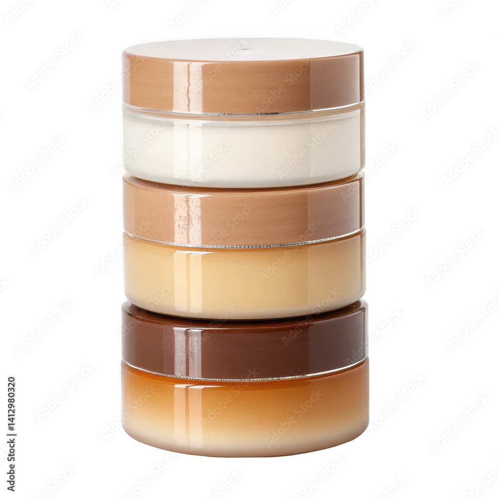 Obraz premium Stack of Three Cream Jars in Gradient Tones - Mockup Image for Cosmetic or Beauty Product Packaging Design
