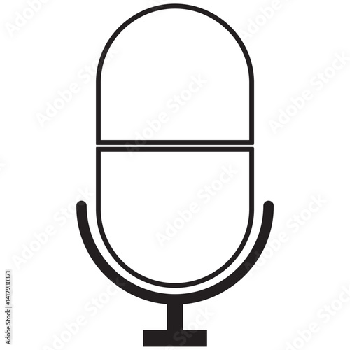 Microphone black icons set. Variant microphone flat or line vector collection isolated on transparent background. Karaoke mic. Podcasting, music, voice, speech, radio sign or symbol for web and mobile