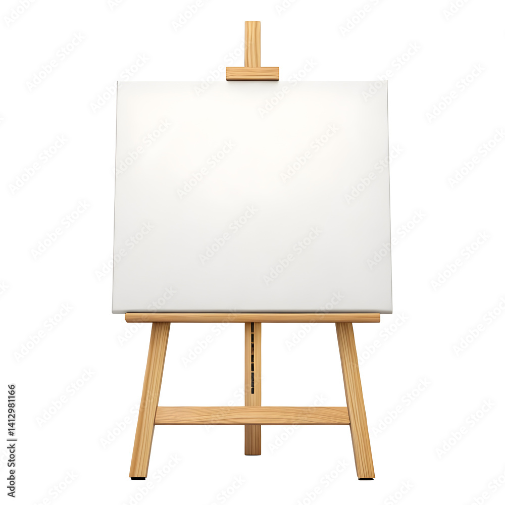 Wooden Easel with Blank White Canvas Ready for Painting and Art Display. Wooden Easel with Blank White Canvas Ready for Painting and Art Display.