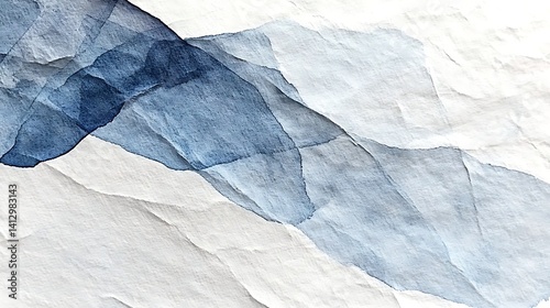 Watercolor texture background with blue and white hues creates calming effect