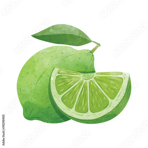 Lemon fruit Design elements. watercolour style vector illustration