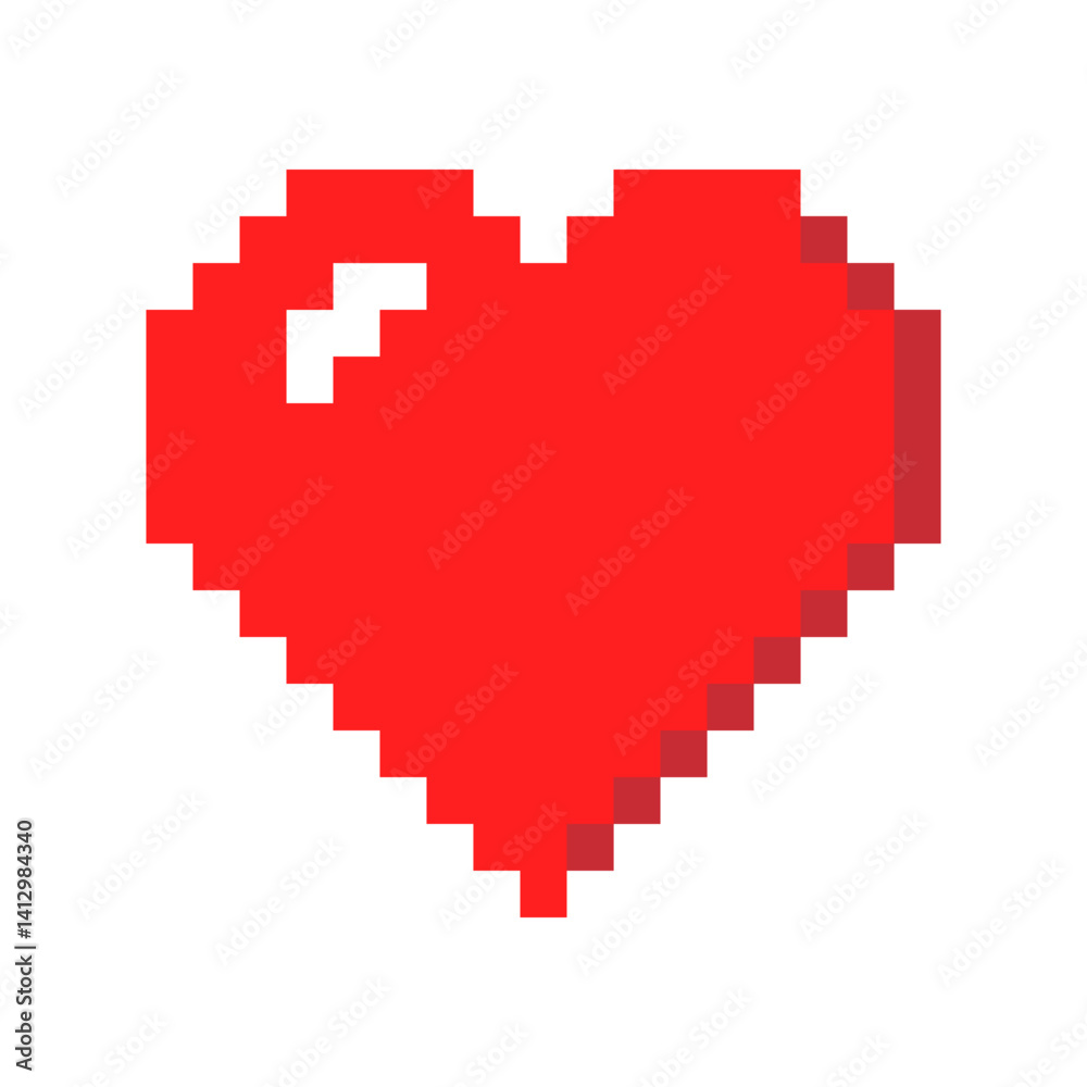 Pixel art red heart icon, pixelated heart symbol, love sign isolated on white background, pixelated red heart icon, valentine icon, transparent PNG, vector illustration. Pixel art red heart icon, pixelated heart symbol, love sign isolated on white background, pixelated red heart icon, valentine icon, transparent PNG, vector illustration.