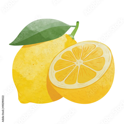 Lemon fruit Design elements. watercolour style vector illustration