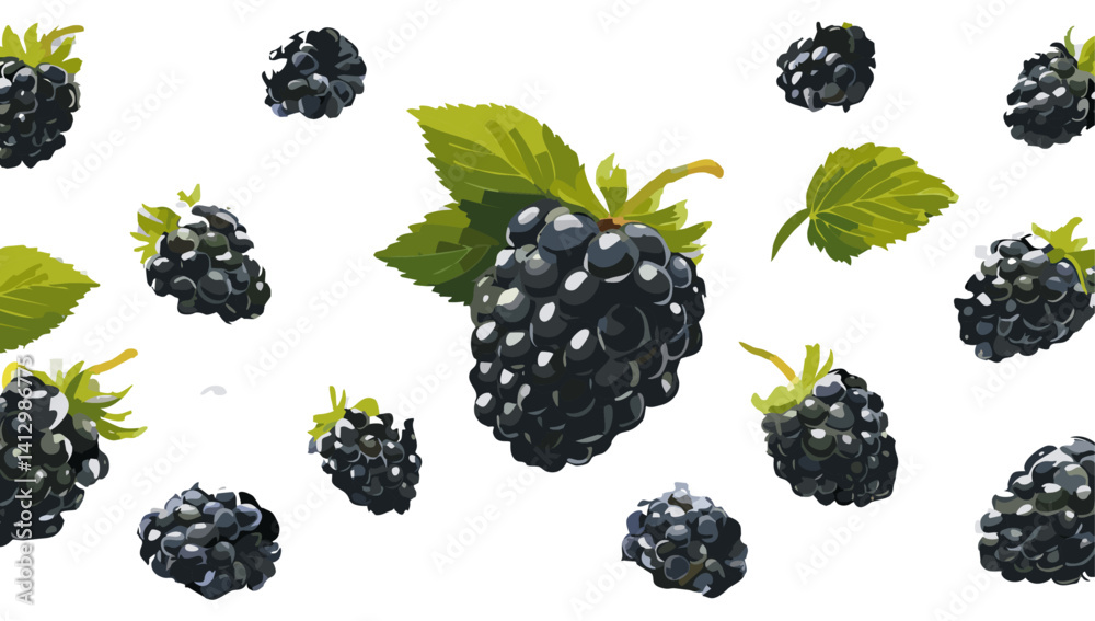 blackberry with leaves falling vector icon design