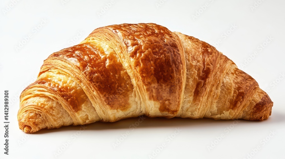 Fresh Buttery Croissant on Pure White Surface Perfect for Restaurant Menu Design and Food Photography Background Fresh Buttery Croissant on Pure White Surface Perfect for Restaurant Menu Design and Food Photography Background