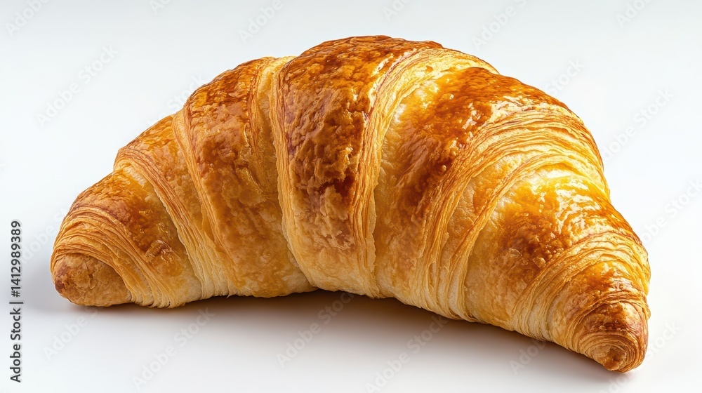 Fresh Buttery Croissant on Pure White Surface Perfect for Restaurant Menu Design and Food Photography Background Fresh Buttery Croissant on Pure White Surface Perfect for Restaurant Menu Design and Food Photography Background