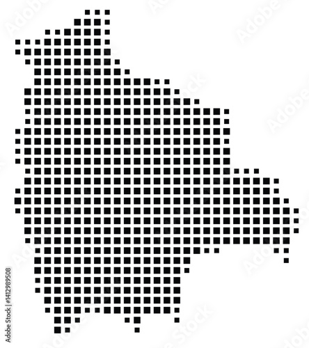 Abstract map of Bolivia showing the country with a pattern of black squares