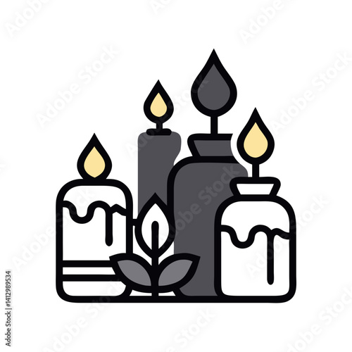 Aromatherapy Candles Icon Representing Spa