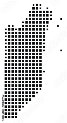Abstract map of Belize showing the country with a pattern of black squares