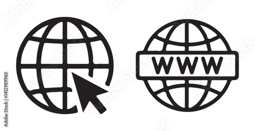 Website icon set.glob icons, go to our website sign. web access symbol. online www website icon