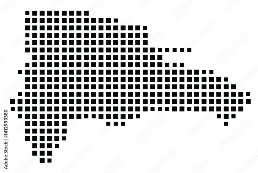 Fototapeta premium Abstract map of the Dominican Republic showing the country with a pattern of black squares