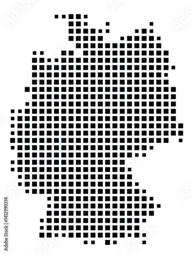 Abstract map of Germany showing the country with a pattern of black squares