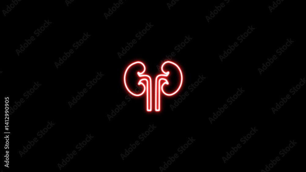 Kidneys neon line icon, line art style icon, human internal organs. Kidneys neon line icon, line art style icon, human internal organs.