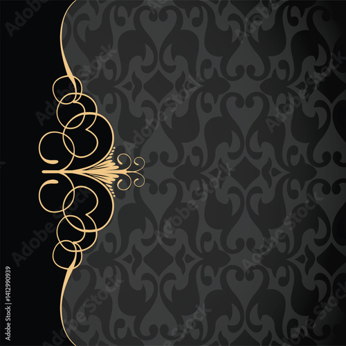Elegant Gold Filigree Frame with intricate patterns background