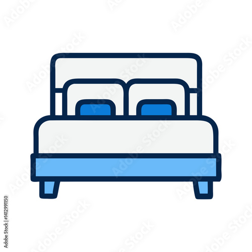  Bed Icon Representing Bedroom Furniture with Headboard