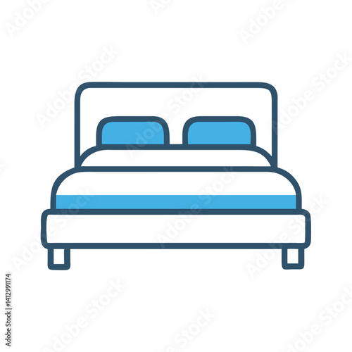  Bed Icon Representing Bedroom Furniture with Headboard