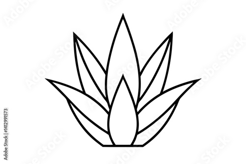 Aloe Vera Plant Flat Icon – Herbal Medicine and Skincare Vector Illustration

