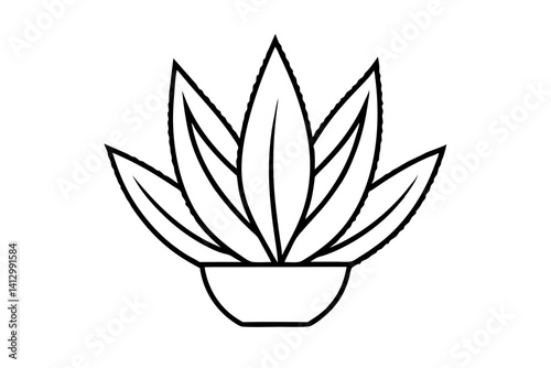 Aloe Vera Plant Flat Icon – Herbal Medicine and Skincare Vector Illustration

