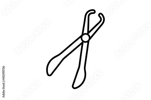 Kelly Forceps Flat Icon – Surgical Medical Tool Vector Illustration

