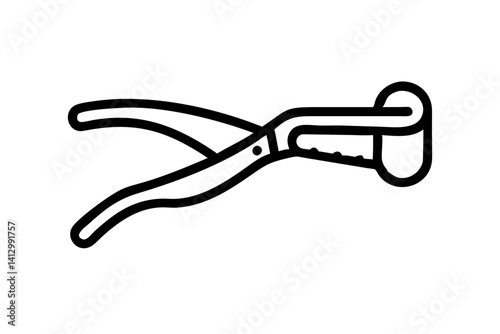 Kelly Forceps Flat Icon – Surgical Medical Tool Vector Illustration

