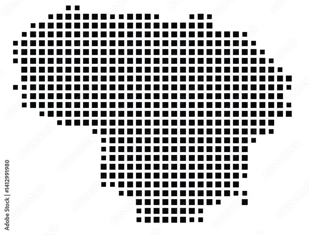 Fototapeta premium Abstract map of Lithuania showing the country with a pattern of black squares