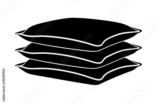 Stack of Three Bedding Pillows – Flat Decorative Cushion Icon

