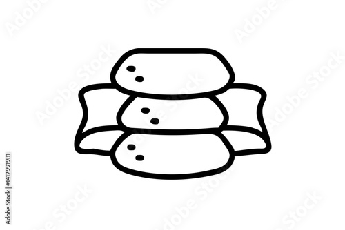 Stack of Three Bedding Pillows – Flat Decorative Cushion Icon

