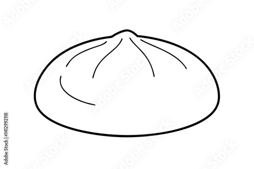 Line Art Vector of Baozi (Chinese Steamed Bun) – Minimal Food Illustration

