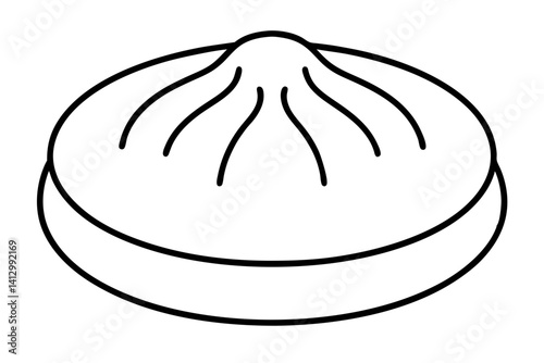 Line Art Vector of Baozi (Chinese Steamed Bun) – Minimal Food Illustration


