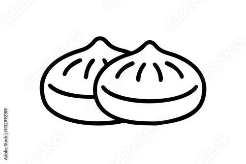 Line Art Vector of Baozi (Chinese Steamed Bun) – Minimal Food Illustration

