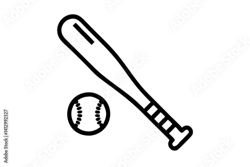 Flat Vector Icon of a Baseball or Softball Bat – Minimal Sports Illustration

