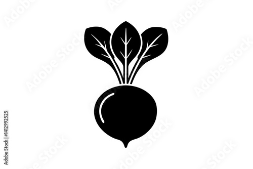 Beetroot or Radish with Leaves – Minimalist Vegetable Line Art Icon


