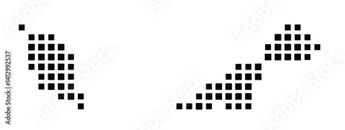 Abstract map of Malaysia showing the country with a pattern of black squares