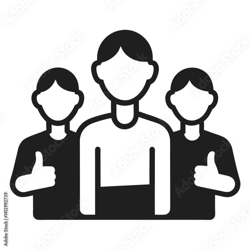 thumbs up teamwork icon silhouette white background photo