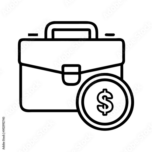 Briefcase with Coin Icon Representing Business Finance