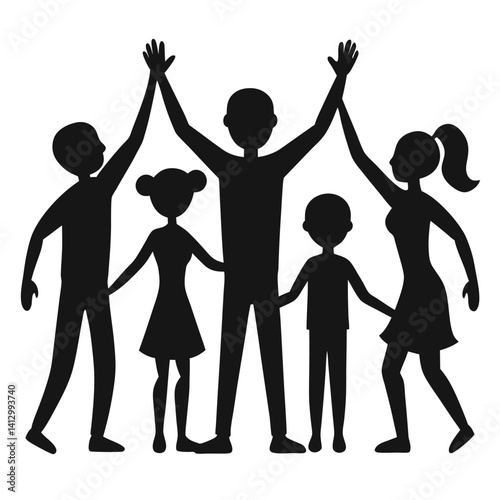 high five teamwork icon silhouette white background