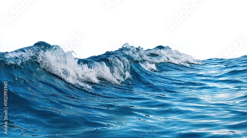 Fototapeta Naklejka Na Ścianę i Meble -  A dynamic blue water wave curves gracefully against a white background, capturing the fluid motion and energy of the ocean.

